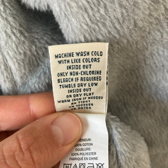 LL Bean Fleece Sherpa Lined Blue Flannel Long Sleeve Snap Front Chore Shirt 1X - Picture 12 of 12